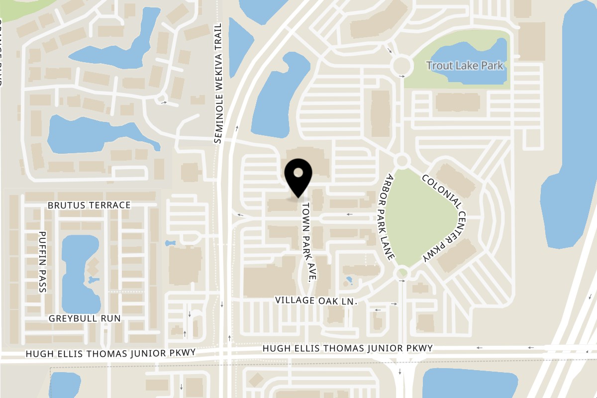 Map showing the location of Philly Shack Lake Mary on 1145 Townpark Ave #1211 in Lake Mary